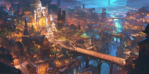 Science Fiction Fantasy Majestic Cityscape 8K AI art generated using Midjourney