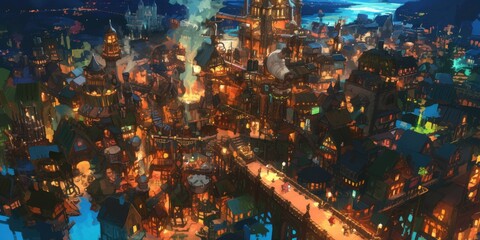 Science Fiction Fantasy Majestic Cityscape 8K AI art generated using Midjourney