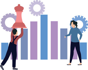 Obraz premium Boy and girl doing project management.