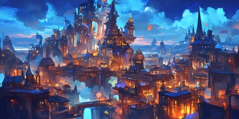Science Fiction Fantasy Majestic Cityscape 8K AI art generated using Midjourney