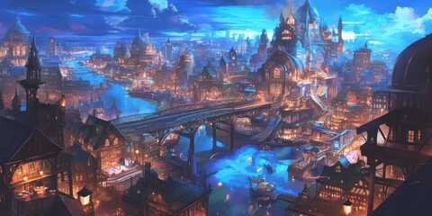 Science Fiction Fantasy Majestic Cityscape 8K AI art generated using Midjourney