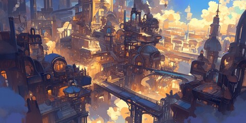 Science Fiction Fantasy Majestic Cityscape 8K AI art generated using Midjourney