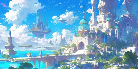 Science Fiction Fantasy Majestic Cityscape 8K AI art generated using Midjourney