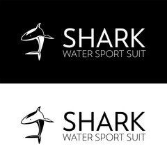 Shark for water sport team and diving gear swimsuit brand logo design