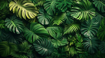 Tropical green leaves background.