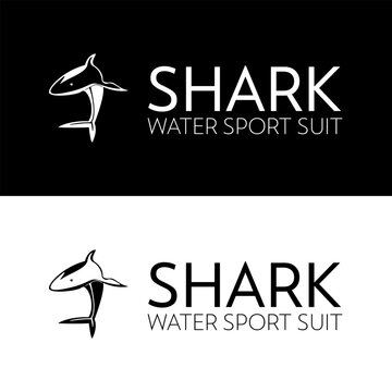 Shark for water sport team and diving gear swimsuit brand logo design