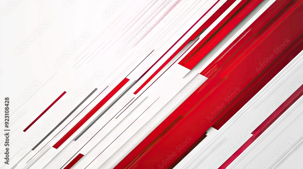 Poster abstract design featuring bold red and white stripe lines on a gradient white background. modern and