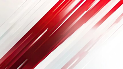 Fototapeta premium Abstract design featuring bold red and white stripe lines on a gradient white background. Modern and striking visual element suitable for banners and promotional materials.