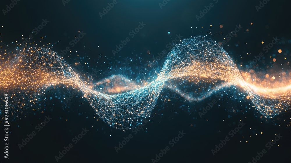 Aufkleber abstract dna molecule background with geometric dynamic waves. perfect for science, technology, and 