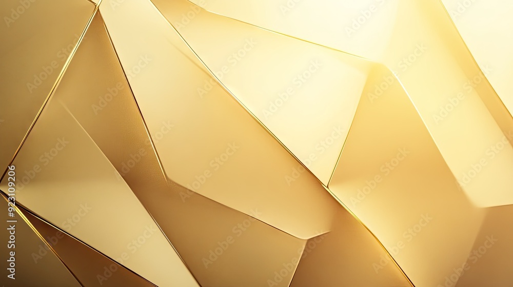 Poster Abstract golden geometric pattern with a smooth gradient backdrop, showcasing an elegant and modern design ideal for upscale marketing materials.