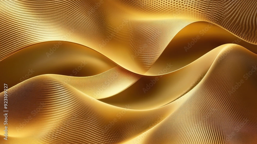Poster Abstract golden geometric pattern with a smooth gradient backdrop, showcasing an elegant and modern design ideal for upscale marketing materials.