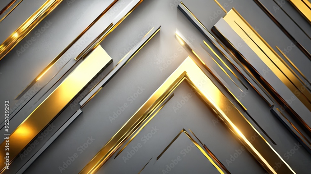 Aufkleber abstract grey background with shimmering gold arrows in geometric arrangements. the design is modern