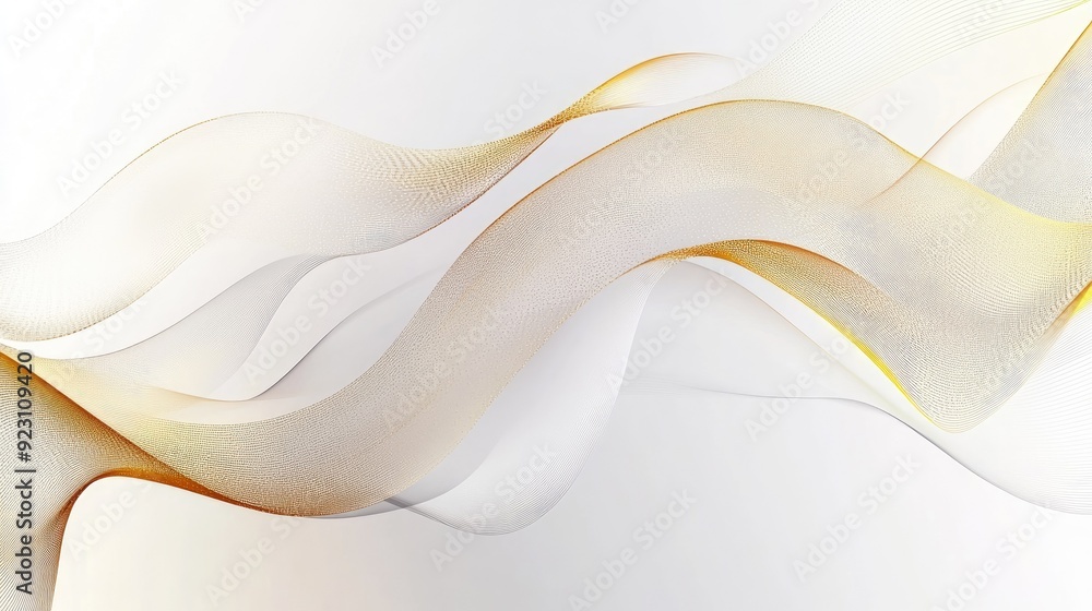 Poster abstract luxury golden lines flowing gracefully across a white background, creating a sophisticated 