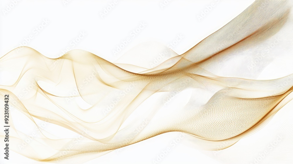 Poster abstract luxury golden lines flowing gracefully across a white background, creating a sophisticated 