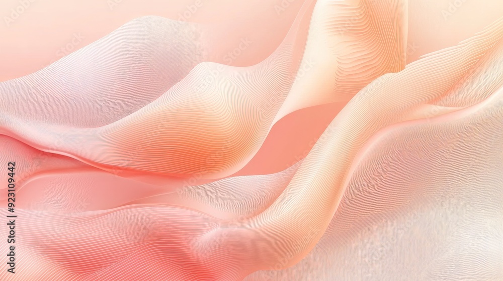 Poster abstract peach background featuring elegant wavy lines, ideal for a modern and appealing vector illu