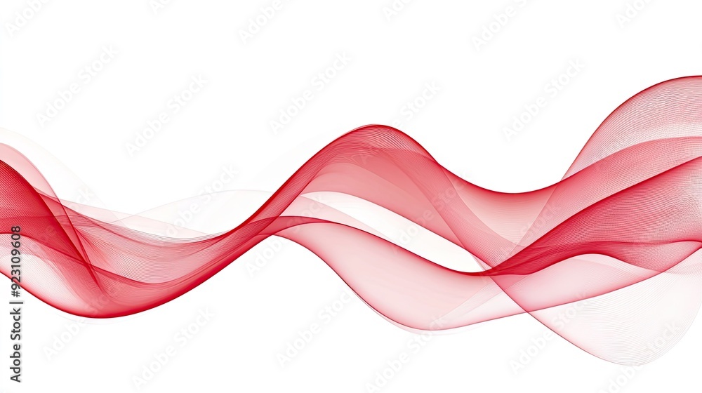 Poster abstract red curve design on a clean white background, featuring smooth and flowing lines. ideal for