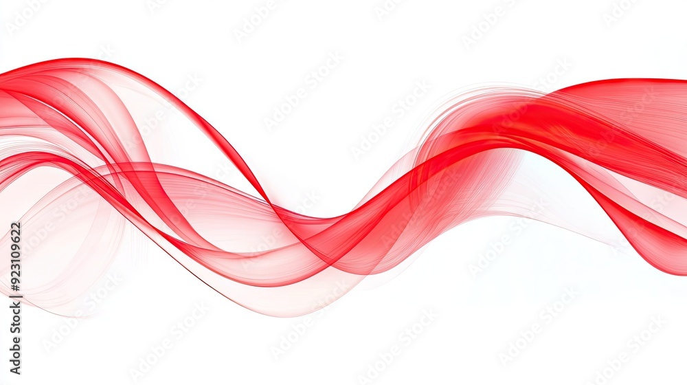 Poster abstract red curve design on a clean white background, featuring smooth and flowing lines. ideal for