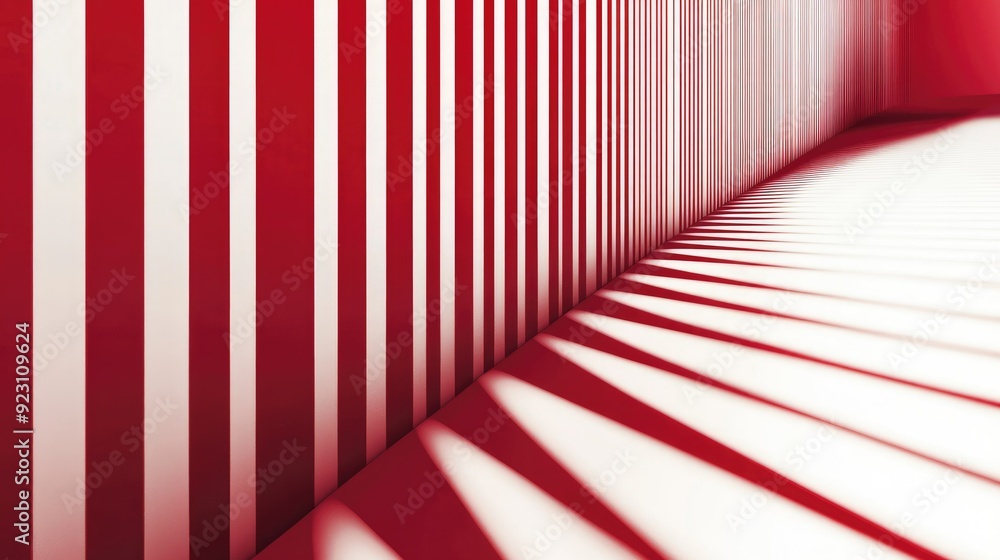 Poster abstract red and white stripes with a smooth gradient white backdrop. contemporary design perfect fo