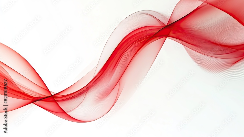 Poster abstract red curve design on a clean white background, featuring smooth and flowing lines. ideal for