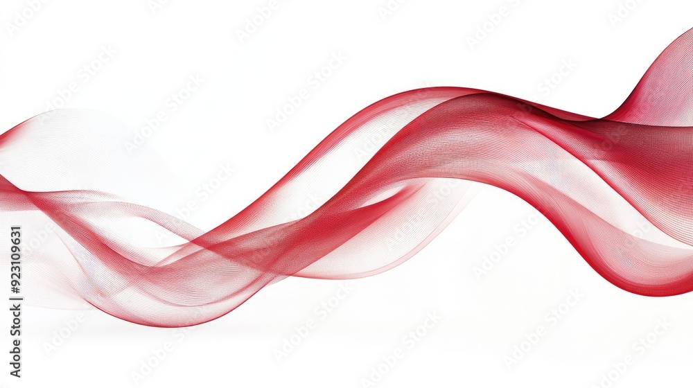 Poster abstract red curve design on a clean white background, featuring smooth and flowing lines. ideal for