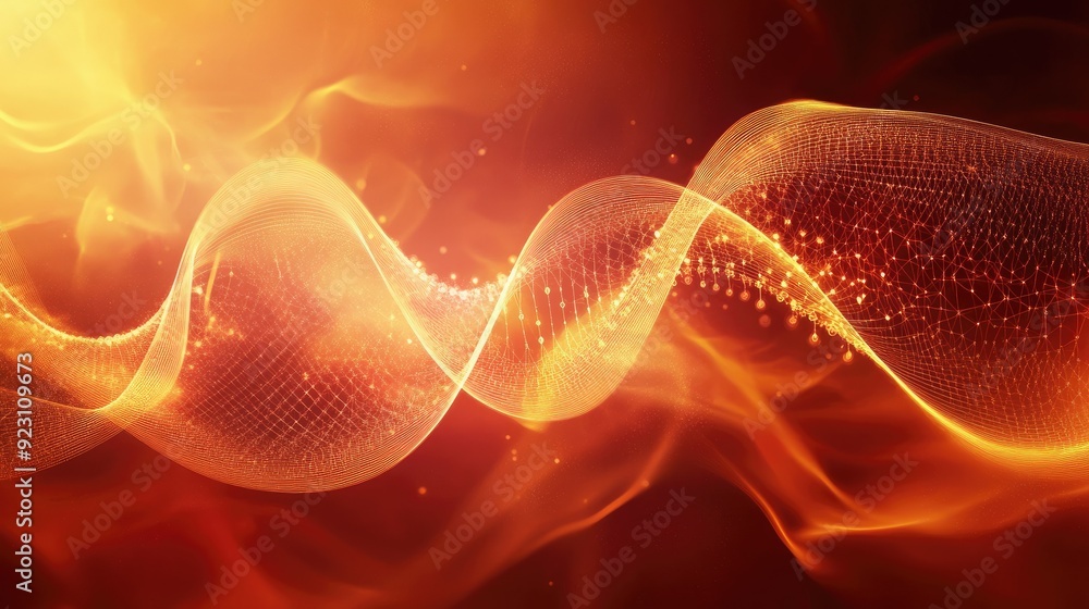 Poster abstract science-themed background with flowing dna strands and geometric dynamics. ideal for medici