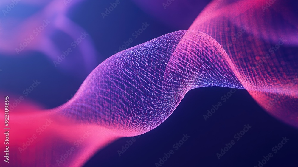 Poster abstract science-themed background with flowing dna strands and geometric dynamics. ideal for medici