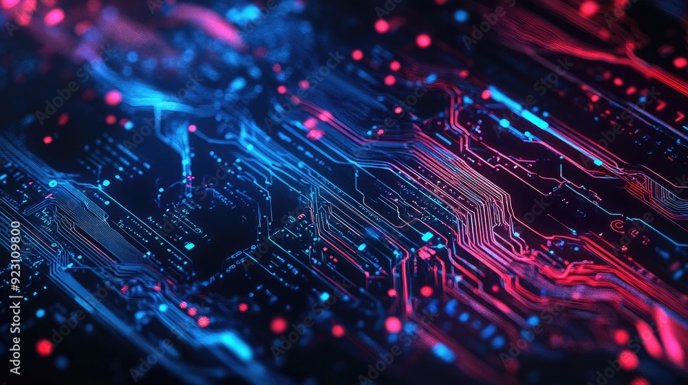 Poster abstract technology background for big data with a futuristic and hand-drawn digital illustration. e