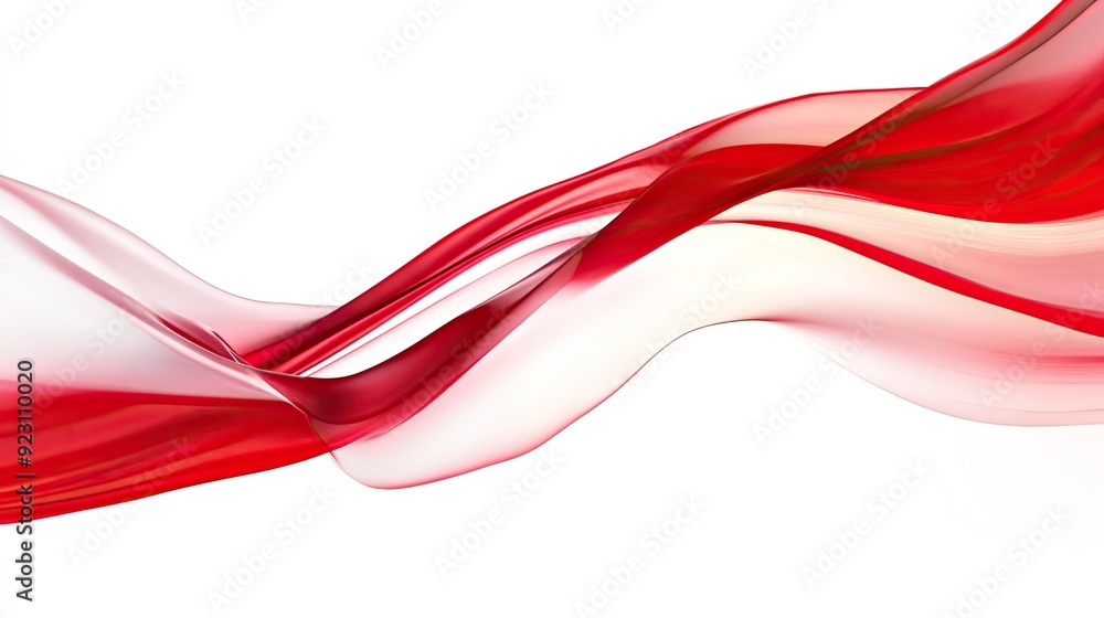 Poster abstract visual of red and white stripes flowing across a gradient white background. clean and conte