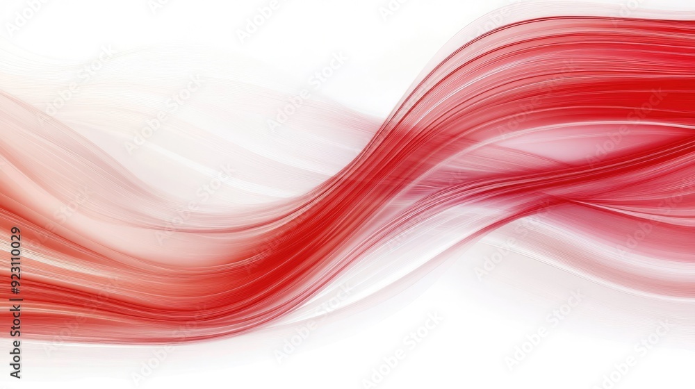 Poster abstract visual of red and white stripes flowing across a gradient white background. clean and conte