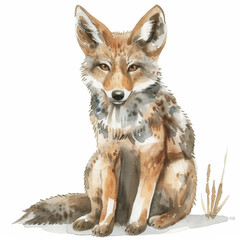 Fototapeta premium Watercolor Portrait of a Cute Fox with Detailed Fur and Gradient Background