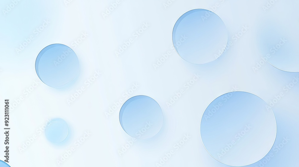 Poster blue gradient round shapes on a soft, clear background with simple neumorphism style. ideal for bann