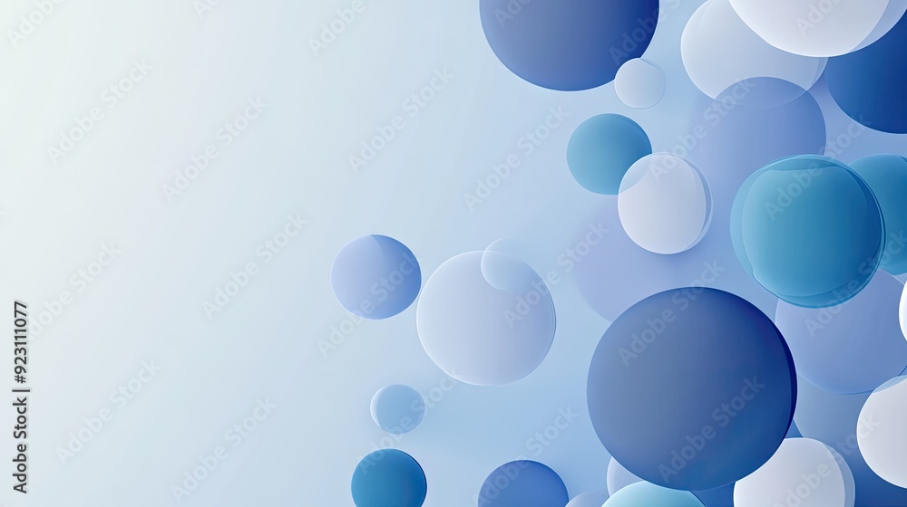 Poster blue gradient round shapes on a soft, clear background with simple neumorphism style. ideal for bann