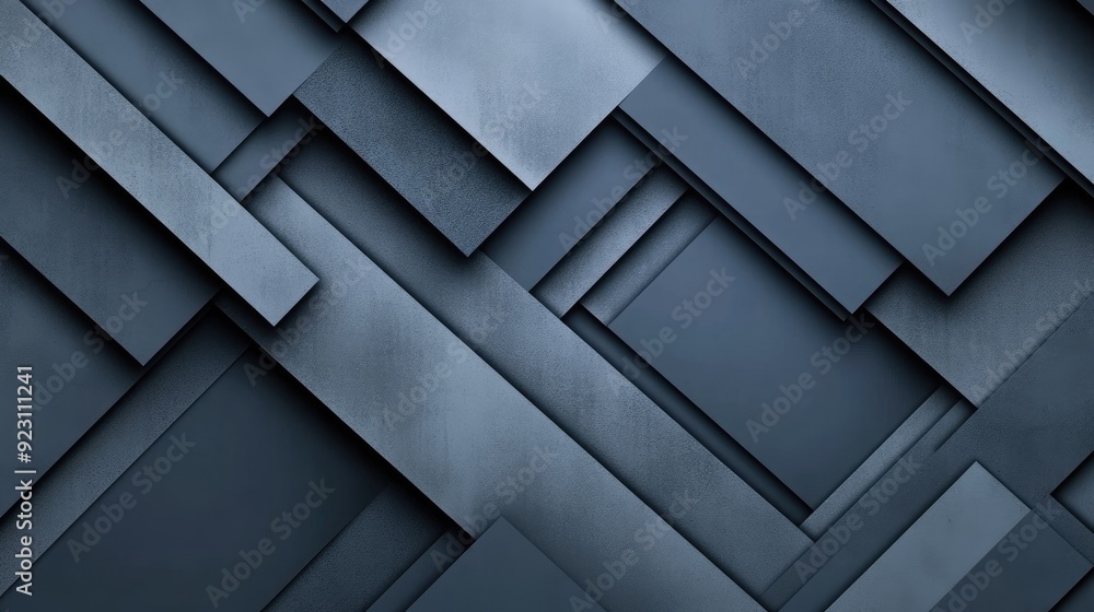 Fototapete blue-grey shadow lines in a geometric pattern create a modern, futuristic background. the abstract d