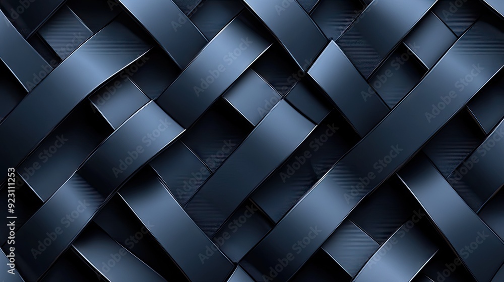 Aufkleber blue metallic curves creating a woven pattern on a dark grey background. a stylish and futuristic ve