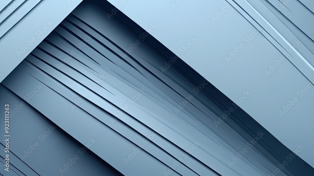Fototapete blue-grey shadow lines in a geometric pattern create a modern, futuristic background. the abstract d