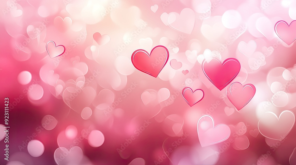 Aufkleber blurred valentine's day background with soft pink and red tones, featuring subtle heart shapes and b