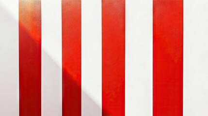 Fototapeta premium Bold red and white stripes on a gradient white background, creating a striking abstract pattern. Ideal for vibrant and modern design applications and promotional uses.