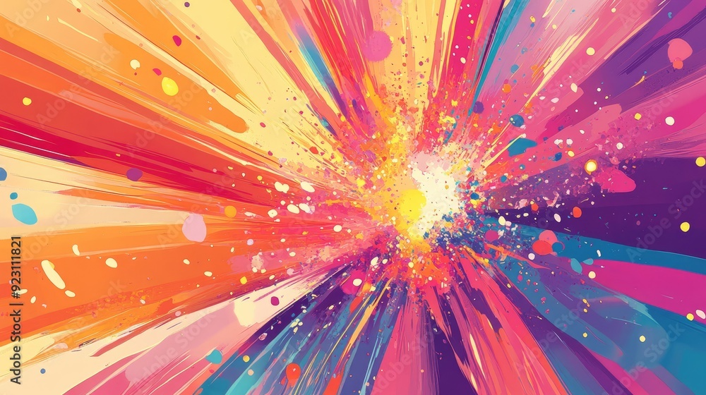 Poster bright and playful abstract background with vibrant color bursts and energetic patterns. perfect for
