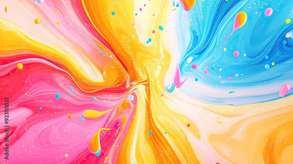 Poster bright and playful abstract background with vibrant color bursts and energetic patterns. perfect for