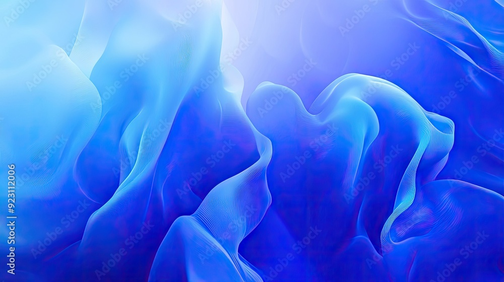 Poster calming blue abstract background with fluid shapes and gentle gradient transitions. ideal for soothi