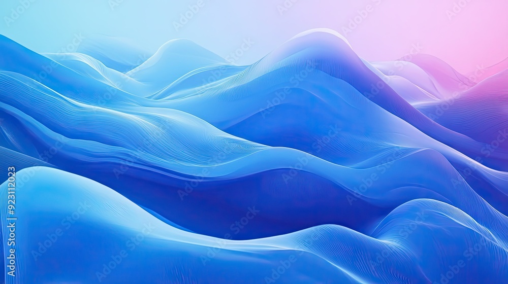 Poster calming blue abstract background with fluid shapes and gentle gradient transitions. ideal for soothi