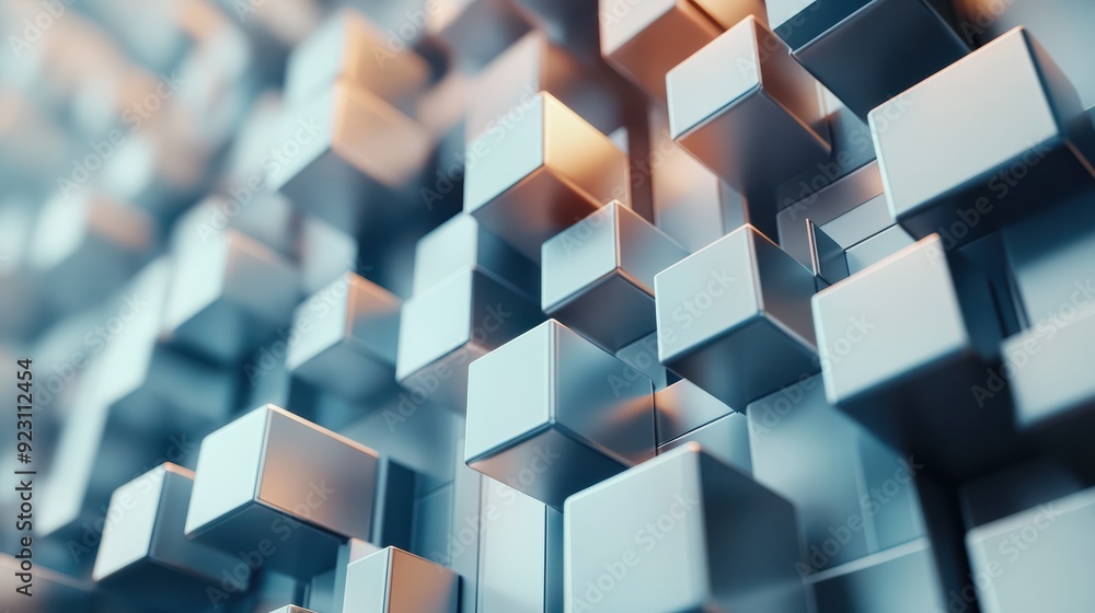 Poster 3d rendering of cube abstract geometric background. technology concept