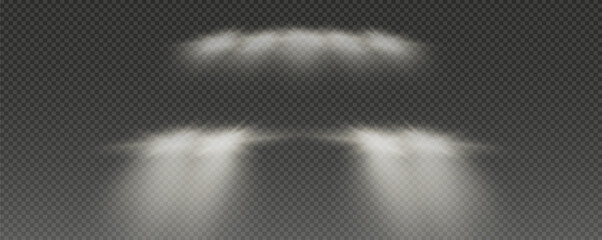 Realistic car headlights. Train moving effect, vector bright lights on transparent background png. © Александр Боярин