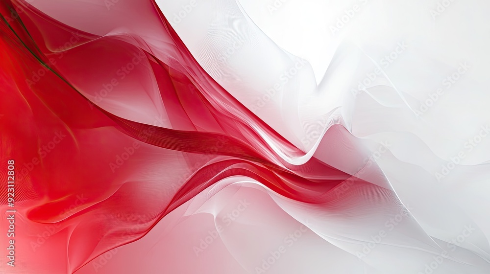 Poster contemporary abstract background with a blend of red and white gradients. features sharp lines and f