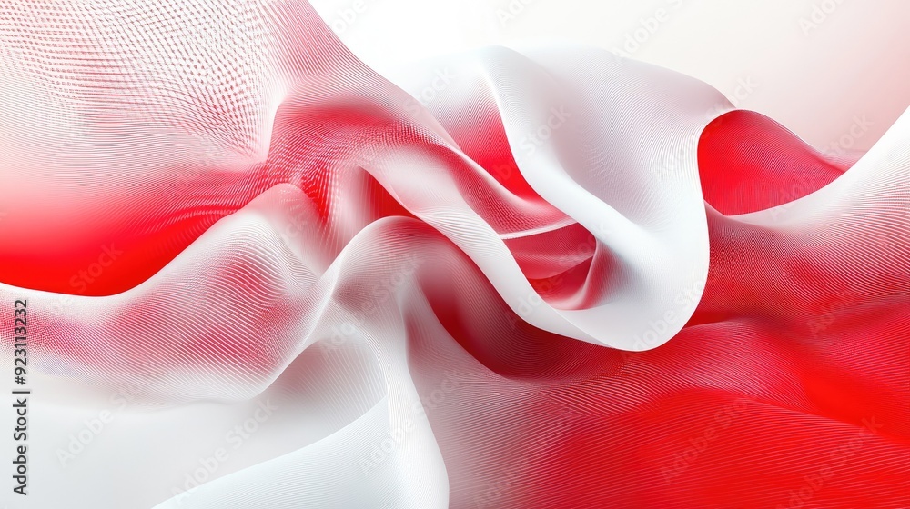 Poster creative red and white abstract design template with intersecting lines and fluid shapes. suitable f