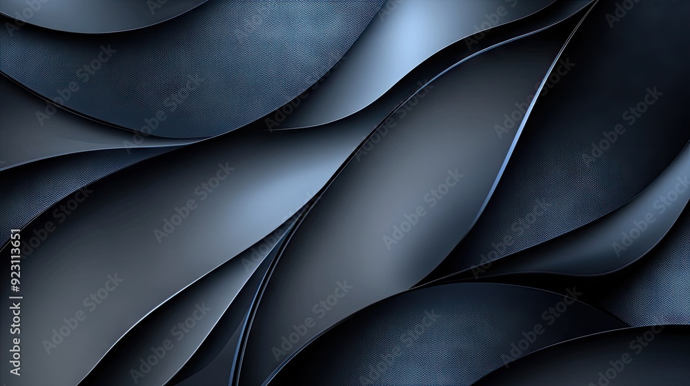 Aufkleber dark grey backdrop with abstract blue metallic curves in a woven pattern. the sophisticated and futu
