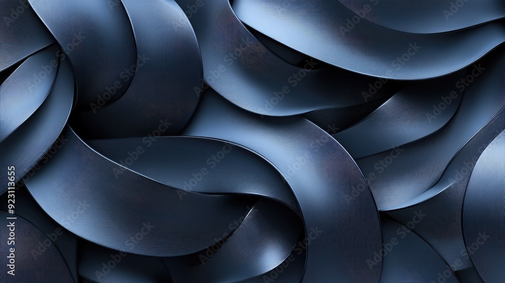 Aufkleber dark grey backdrop with abstract blue metallic curves in a woven pattern. the sophisticated and futu