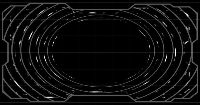Technology futuristic abstract bright data flowing grid hud bg 4K. Gear moving electronic information transfer cyberspace network backdrop. Coding particle falling cloud computing media shiny asset. 
