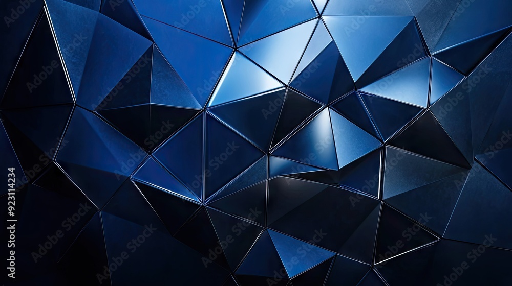 Poster deep blue abstract background with intricate geometric patterns and a touch of metallic sheen. great