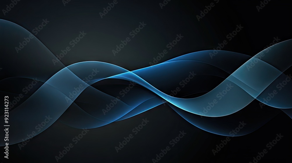 Poster deep grey background with intersecting blue light lines and soft shadows, offering a contemporary an